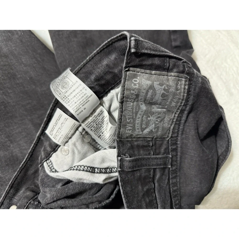 Levis 505 Jeans Mens 36x28‎ Black Regular Straight Mid Rise Dark Wash